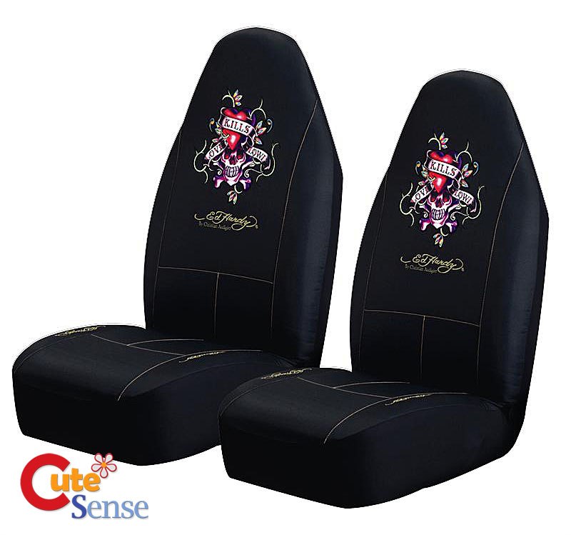 Ed Hardy Love Kills 2pc Car Front Seat Covers Set 0084